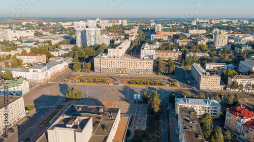 Oryol, Russia. Government of the Oryol region. Lenin Square. History center. View of the city from the air, Aerial View