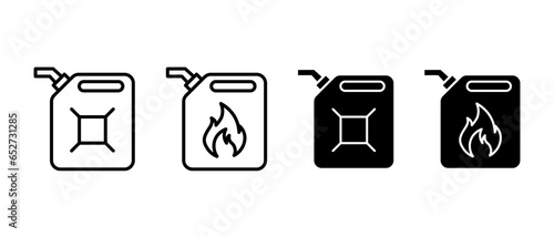 Gasoline canister vector icon set. Flammable gas symbol