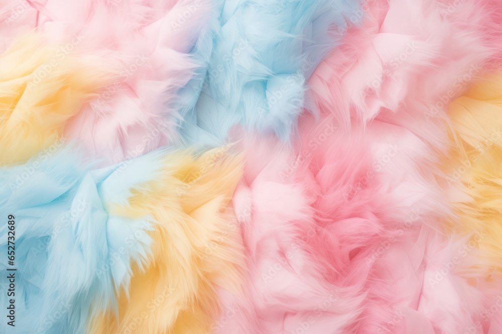 Abstract fluffy background in pastel spring colours - yellow, pink, blue. Easter concept background