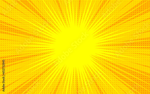 Free vector abstract yellow  comic zoom,  vector flat bright comic style background, Vector comics rays background with halftones.