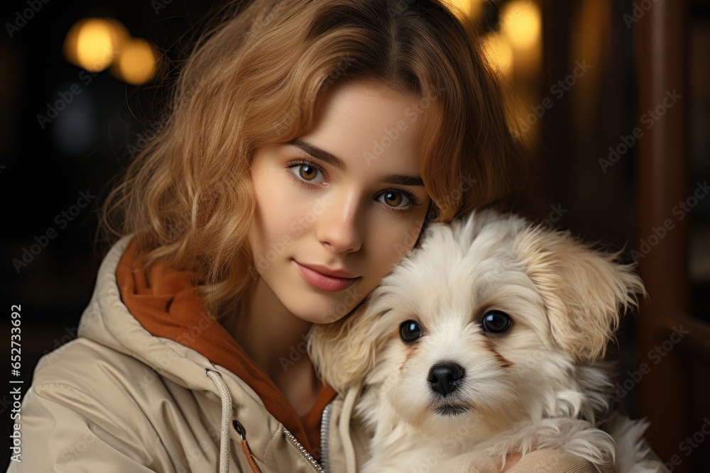 portrait of a girl with a dog portrait of a girl with a dog