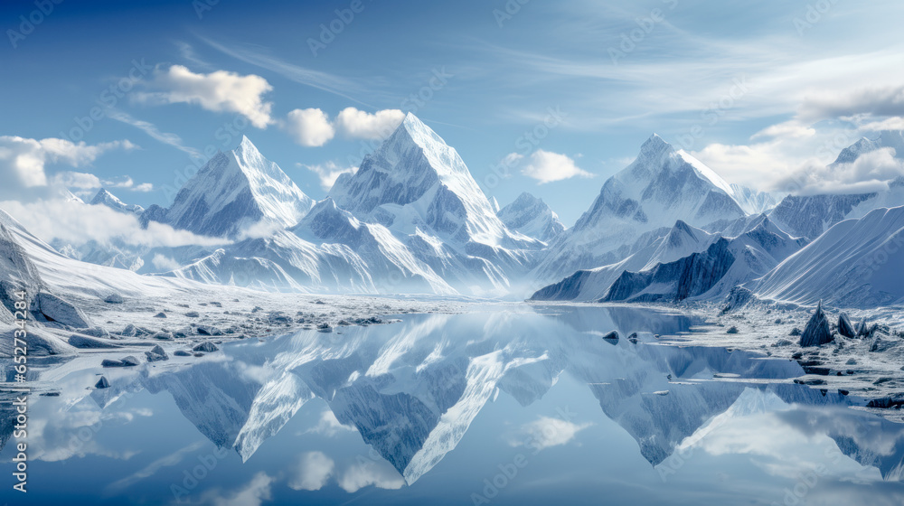Arctic Fantasy Landscape with Icebergs and Beautiful 
Panorama Abstract Illustration Digital Art Wallpaper Background Backdrop Cover Magazine
