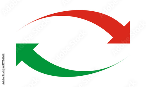 Left Right Green Red Curved Arrows