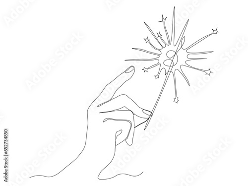 abstract hand sparkler continuous one line art