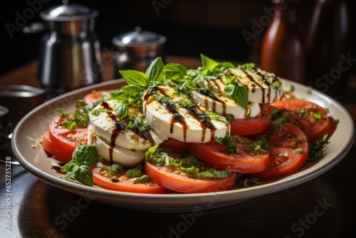 Fresh Caprese salad with mozzarella and basil, Generative AI