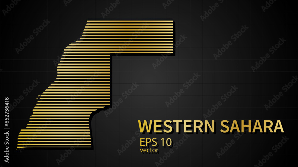 Vector gold map of Western Sahara, futuristic modern website background or cover page . Vector gold map of Western Sahara, futuristic modern website background or cover page .