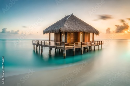 tropical resort at sunset generated by AI © AB malik