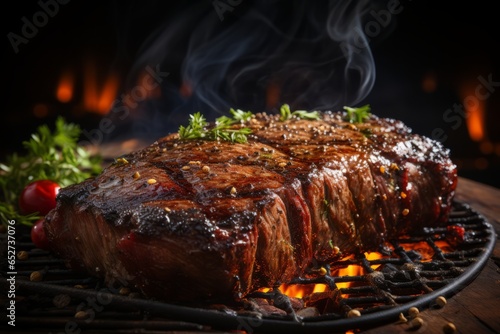  Sizzling steak on a grill, Generative AI