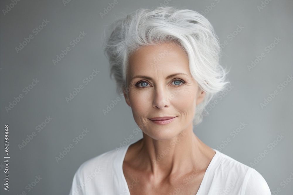 Senior woman happy beauty mature female portrait person