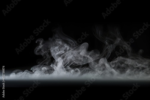 White smoke on black background. Mystical and moody vision. Enigmatic vapor. Minimalist beauty in dreamy ambiance. Mysterious abstraction. Ethereal fog on dark canvas