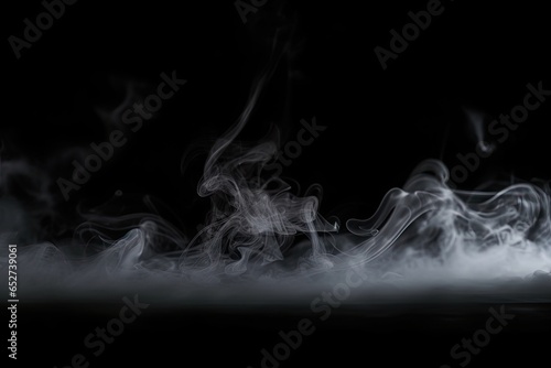 White smoke on black background. Mystical and moody vision. Enigmatic vapor. Minimalist beauty in dreamy ambiance. Mysterious abstraction. Ethereal fog on dark canvas