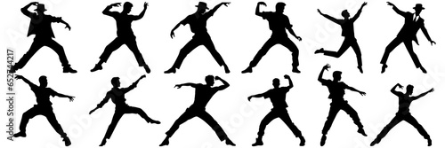 Dance silhouettes set, large pack of vector silhouette design, isolated white background