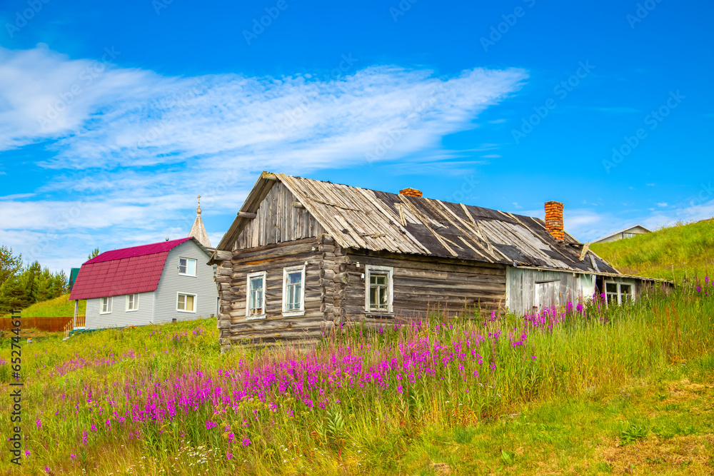 Wooden house in a village on the White Sea.