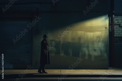 Wallpaper Mural Man Walking in Front of a Closed Store at Night Torontodigital.ca