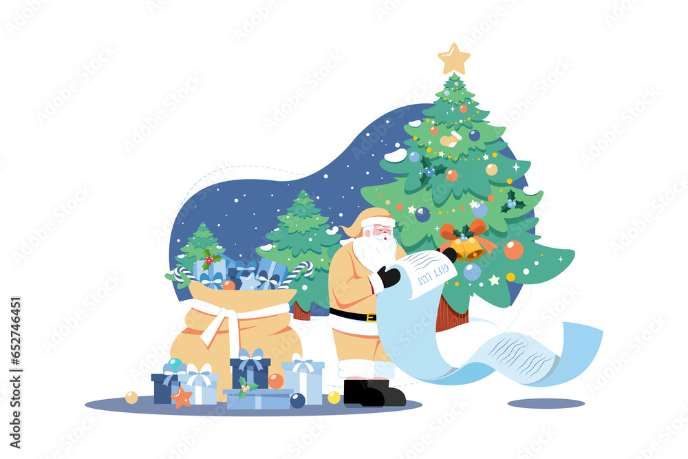 Santa With Christmas Gift List Santa With Christmas Gift List