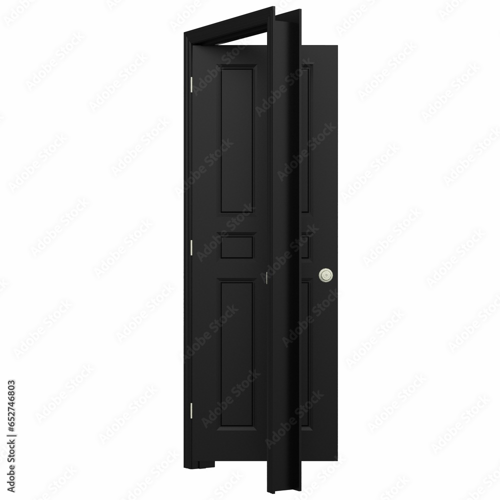 open isolated black door closed 3d illustration rendering open isolated black door closed 3d illustration rendering