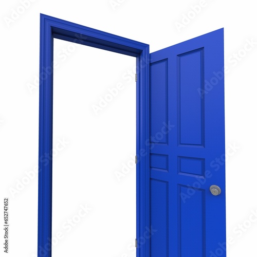 Fototapeta Naklejka Na Ścianę i Meble -  open isolated blue door closed 3d illustration rendering
