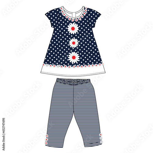 baby girls frocks with leggings cute navy flower print