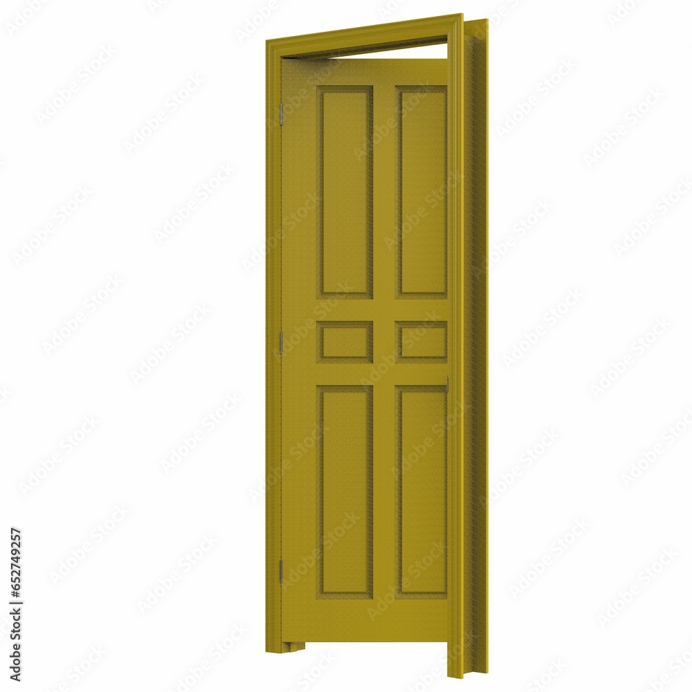 open yellow isolated door closed 3d illustration rendering open yellow isolated door closed 3d illustration rendering
