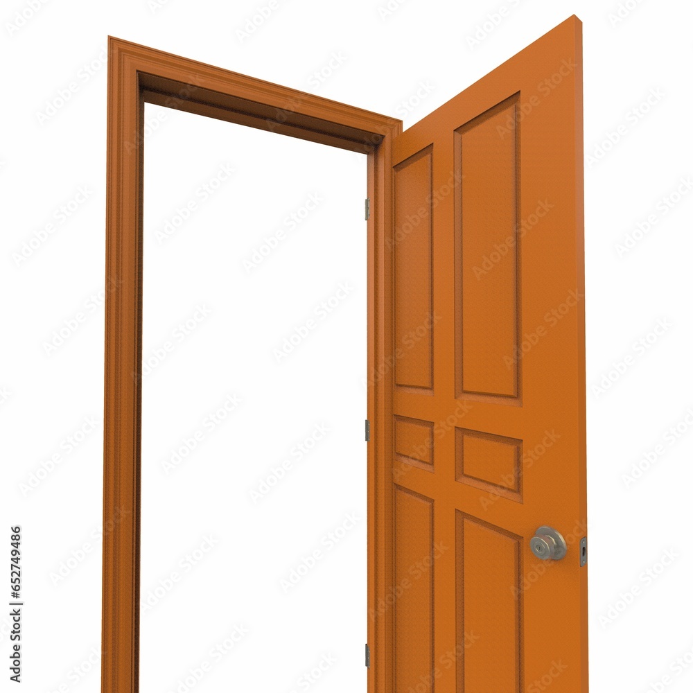 orange open isolated door closed 3d illustration rendering orange open isolated door closed 3d illustration rendering