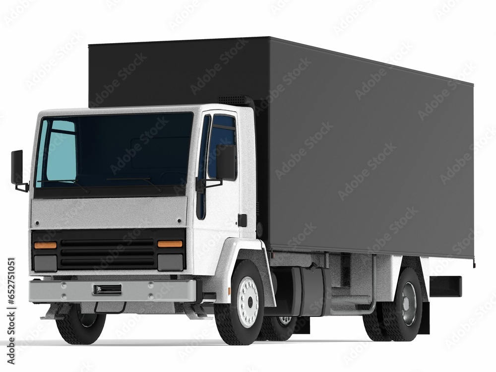 truck van transport isolated 3d rendering illustration on a white background