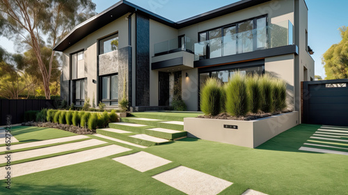 Contemporary Charm: Realistic Australian Home with Cinematic Artificial Lawn