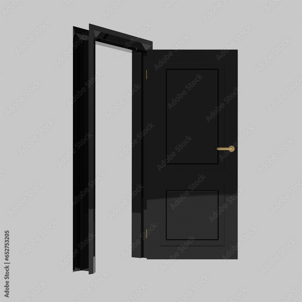 black wooden interior door illustration set different open closed isolated white background black wooden interior door illustration set different open closed isolated white background