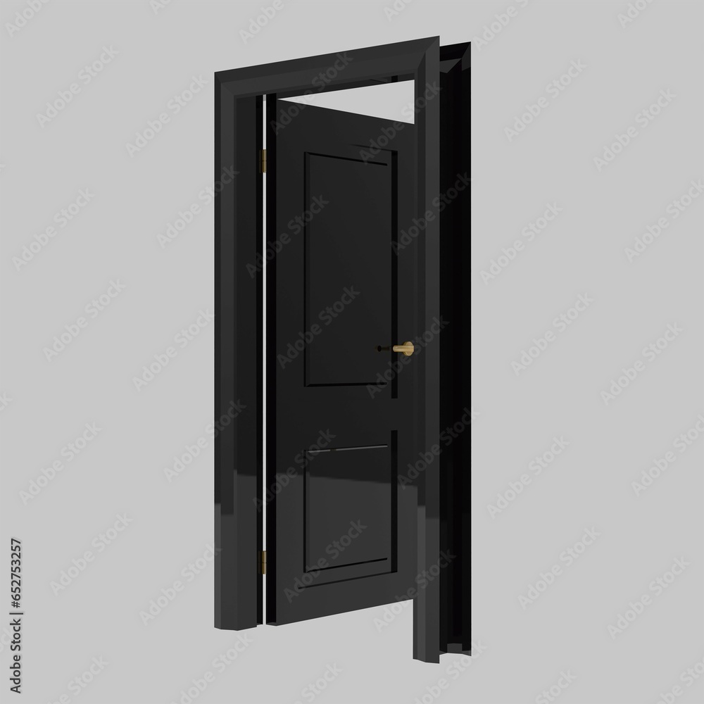 black wooden interior door illustration set different open closed isolated white background black wooden interior door illustration set different open closed isolated white background