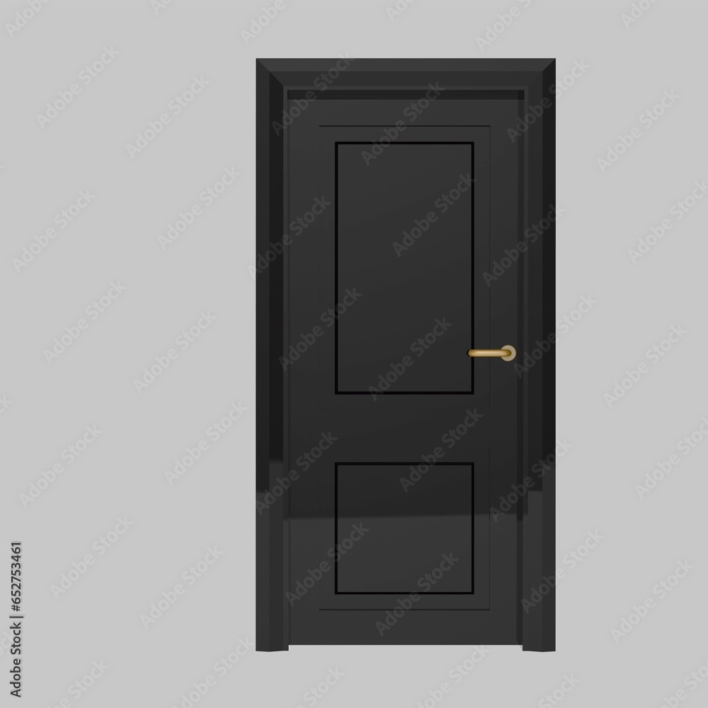 black wooden interior door illustration set different open closed isolated white background black wooden interior door illustration set different open closed isolated white background