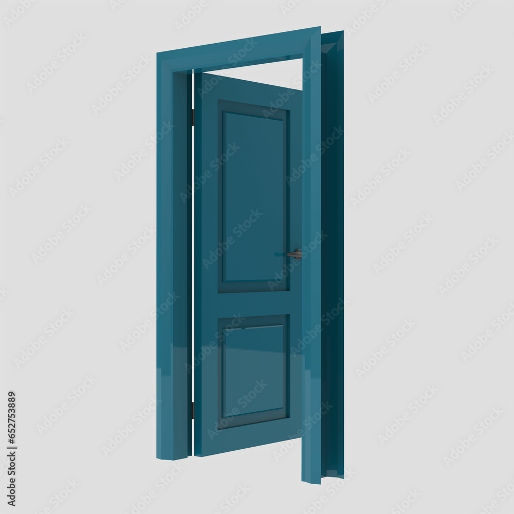 wooden interior door illustration different open closed isolated white background