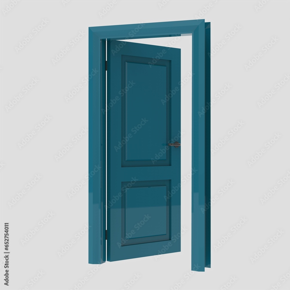 wooden interior door illustration different open closed isolated white background