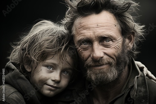 Genuine humanitarian, showcasing their empathy and kindness in a black and white portrait, Generative AI