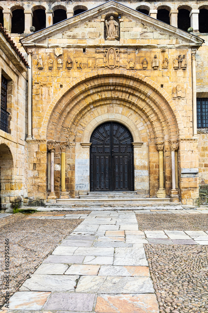 Santa Juliana Collegiate church entrance. Santillana del Mar, Cantabria, Spain.
