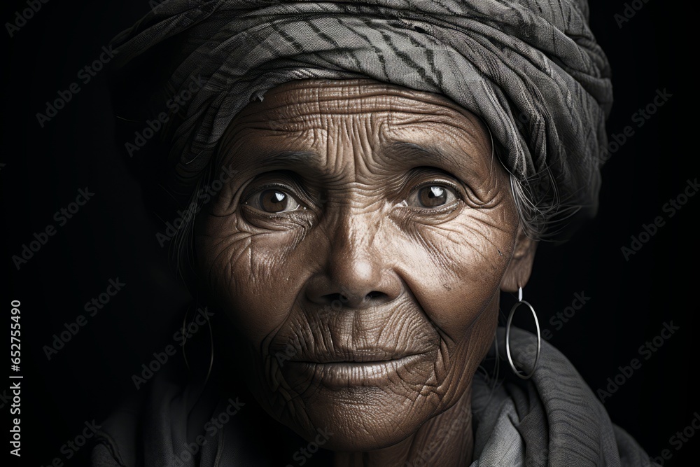 Resilient survivor, telling their inspiring story through a black and white portrait, Generative AI Resilient survivor, telling their inspiring story through a black and white portrait, Generative AI