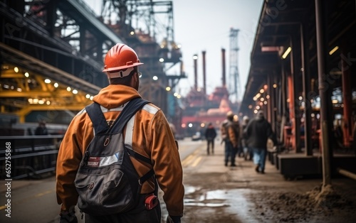 Offshore worker at a platform. Generative AI