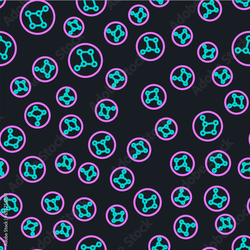 Line Great Bear constellation icon isolated seamless pattern on black background. Vector