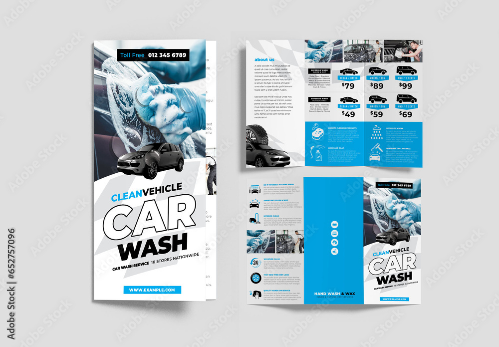 Car Wash & Car Care Service Flyer Layout Car Detailing Trifold Flyer
