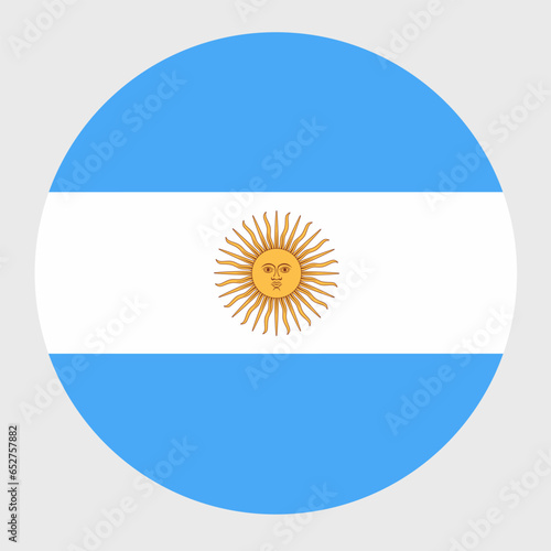 Vector illustration of flat round shaped of Argentina flag. Official national flag in button icon shaped.