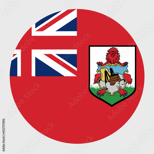 Vector illustration of flat round shaped of Bermuda flag. Official national flag in button icon shaped.