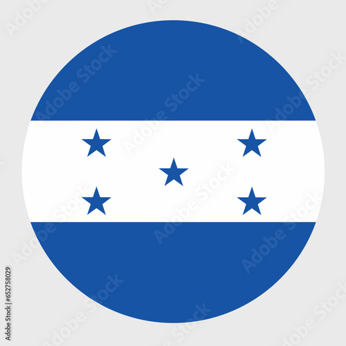Vector illustration of flat round shaped of Honduras flag. Official national flag in button icon shaped.