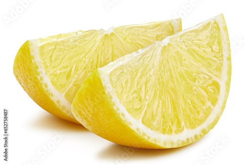 Fresh lemon slice isolated on white background. Lemon clipping path. Lemon slices macro studio photo