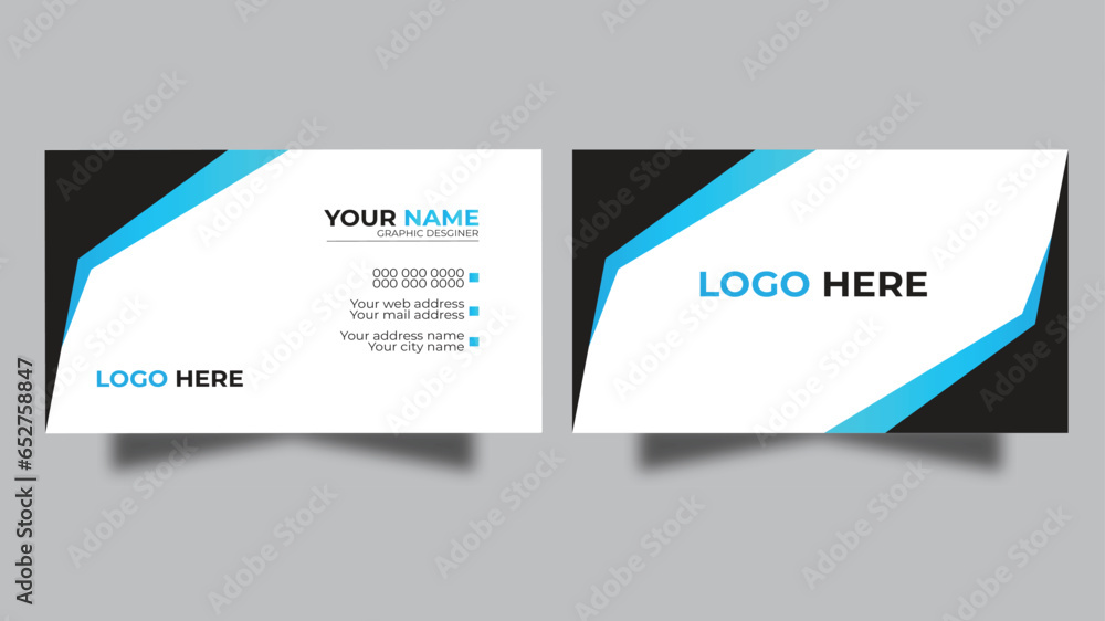 Modern business card and name card horizontal simple clean template vector design.