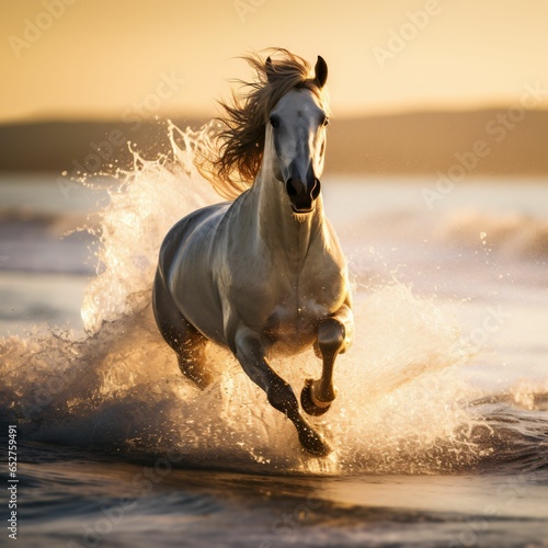  horse running on the sea  © Jelena