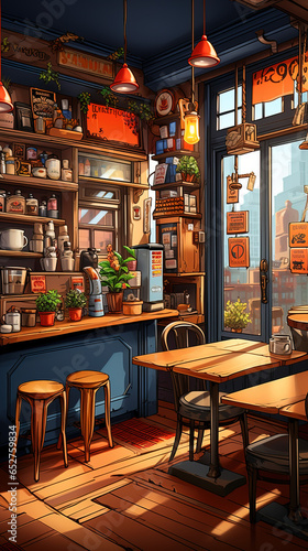 Cozy Coffee Shop with Street View