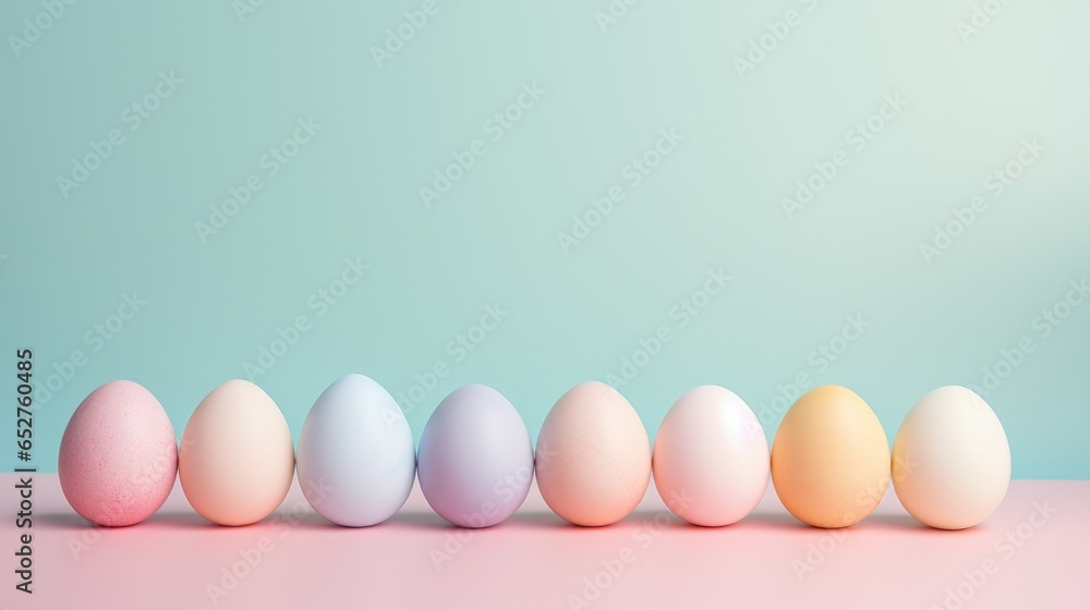 Pastel Easter eggs isolated on a solid minimalistic background