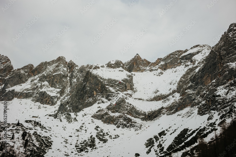 Snowy mountain range surrounded by majestic peaks