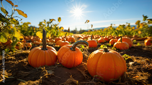pumpkins on a pumpkin patch farm autumn fall festival with lights  