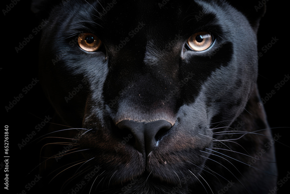 Portrait of Panther on black background. Generative Ai