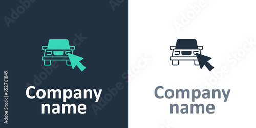 Logotype Online car sharing icon isolated on white background. Online rental car service. Online booking design concept for laptop. Logo design template element. Vector