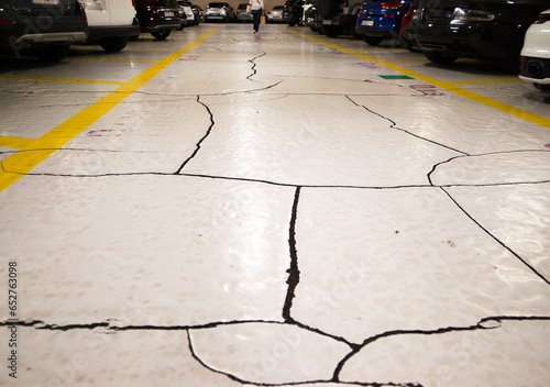 Cracked floor in a parking